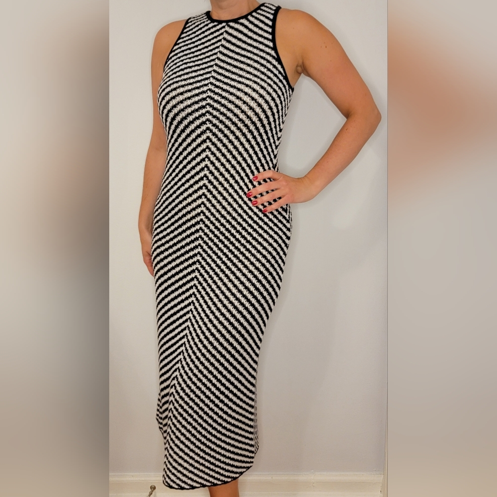 NWT House of Harlow 1960 Navy Blue & White Crochet Bodycon Dress XS, Small, Med